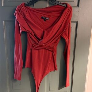 Banana Republic Deep Red Draped Bodysuit